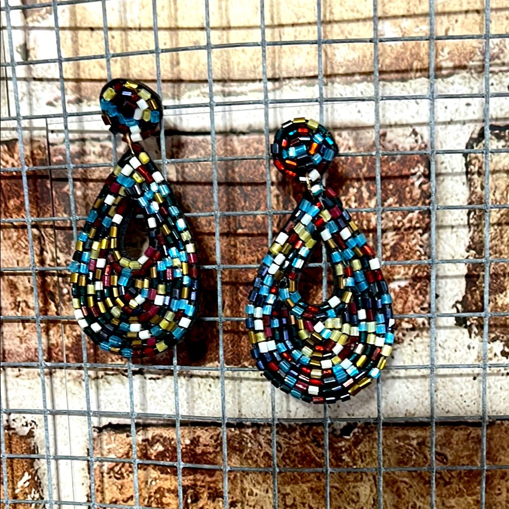 Colorful Beaded Teardrop Earrings